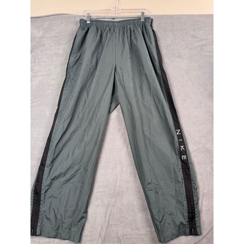Nike Mens XXL‎ Track Pants Grey Black Ankle Zip Athletic Warm Up Trousers
